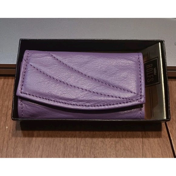 Rolfs Key Kaddy Leather‎ Cowhide Lavender Snap Closure Vintage - Picture 1 of 6
